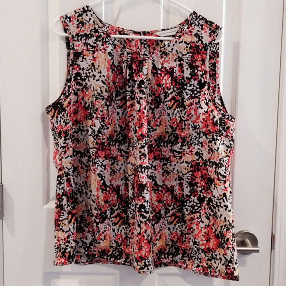 Christopher & Banks Black, Orange, Peach Sleeveless Shell Blouse, Size XL